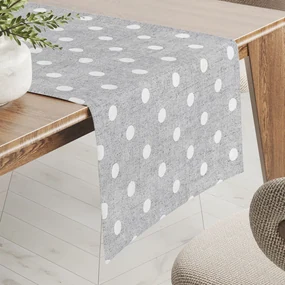 Biante Dekoračný behúň na stôl Porto PRT-018 Biele bodky na sivom režnom 45x120 cm