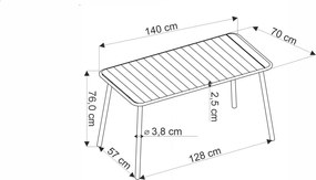 Kovový záhradný stôl Bosco 140 cm biely