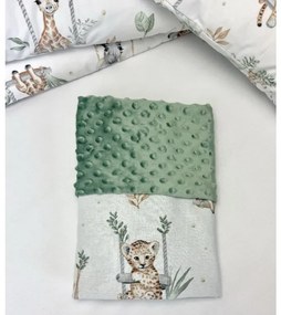 Deka do kočíka Animals/minky – mäkučká zelená deka pre bábätká