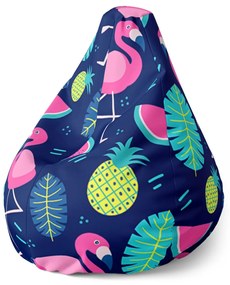 Sablio Sedací vak Pear Ružové plameniaky - 70 x 95 x 15 cm