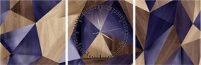 Obraz - 3D drevené trojuholníky (s hodinami) (90x30 cm)