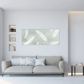 Obraz - Biele pierka (120x50 cm)