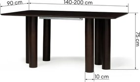 Jídelní rozkládací stůl Loa 140/200 cm z masivu ořech
