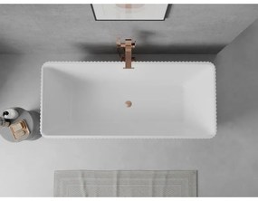 Mexen Nila, voľne stojaca ryhovaná vaňa 170 x 75 cm, biela lesklá, medený matný prepad, 52841708000-65