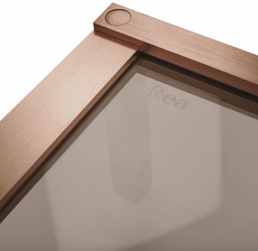 Rea Hugo Double, 2-krídlový sprchovací kút 80 (dvere) x 80 (dvere) x 200 cm, 6mm šedé sklo, medený profil, KPL-K6971