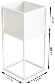 KOVOVÝ KVETINÁČ SO STOJANOM PLAIN 50X24 CM BIELA
