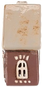 Vianočná dekorácia perníkový domček Srdce na čajovú sviečku, keramika, fialová