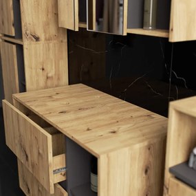 Kúpeľňová zostava VAMI s otvormi na umývadlo, dub artisan / grafitová / sivá