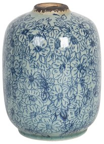 Vintage keramická váza s modrými kvietkami Bleues - Ø 12 * 16 cm