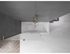 Mexen Velar L, 2-krídlová posuvná vaňová zástena 120 x 150 cm, 8mm sklo námraza, zlatá matná, 896-120-003-31-55