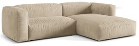 Béžová zamatová modulárna rohová pohovka (pravý roh/s leňoškou) Martina – Micadoni