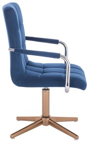 LuxuryForm DESIGN Stolička VERONA VELUR na zlatom kríži - modrá
