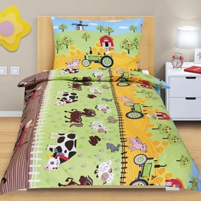 Bellatex Detské bavlnené obliečky Junior Farma, 140 x 200 cm, 70 x 90 cm, 140 x 200 cm, 70 x 90 cm