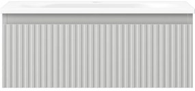 Mexen Rivel, kúpeľňová skrinka 60 cm s umývadlom Vela, 1 zásuvka, drážkovaná, sivá matná/biela, 91A20-06023-1-BF62-W23M01