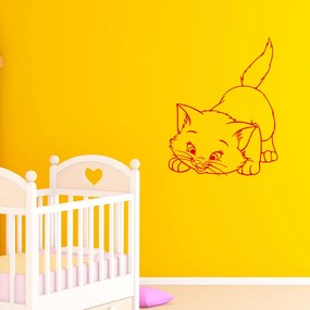 Veselá Stena Samolepka Roztomilá mačička Farba: červená, Veľkosť: 80 x 80 cm