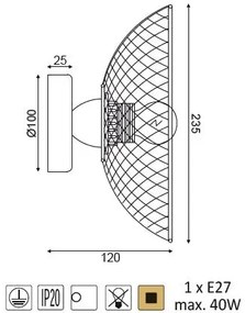 ACA DECOR Nástenné svietidlo KOBE max. 40W/E27/230V/IP20