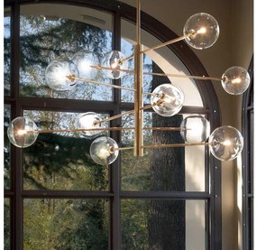 Ideal Lux - LED Luster na tyči EQUINOXE 12xG4/2W/230V pr. 124 cm mosadz/číra