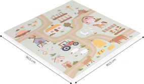 ECOTOYS Detská EVA penová podložka – puzzle Farma 90,5×90,5 cm, 21 dielov, písmená a čísla