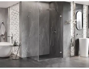 Mexen Lunar-B, pravostranný výklopný sprchový kút 85 x 80 cm, 8mm číre sklo, chrómový profil, 832-085-080-01-00-P