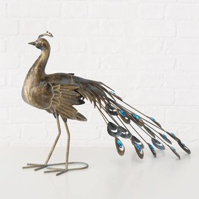 Záhradná kovová figúrka Pavo, 47x64 cm, hnedá