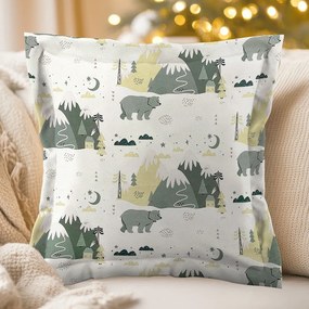 Biante Zamatová obliečka na vankúš s lemom Tamara TMR-031 Medvede v horách 60 x 60 cm
