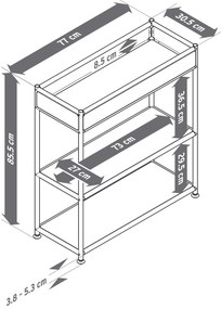 Kovová konzola »CN3 Slim Line« s poličkou, biela