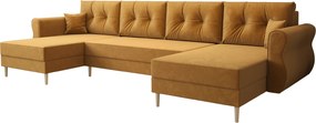 Rozkladacia sedacia súprava do U SILVIANO 300x140 cm, horčicová + 2 vankúšiky ZDARMA