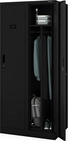 Kovová šatníková skrinka čierna KACPER D600 800 x 1800 x 600 mm