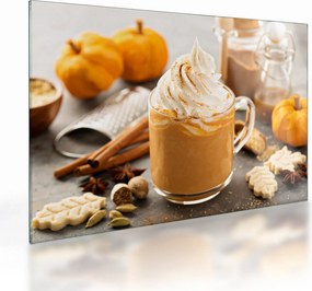 Sklenený obraz - Tekvicové latte (70x50 cm)