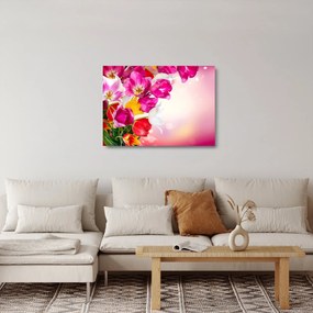 Sklenený obraz tulipánov (70x50 cm)