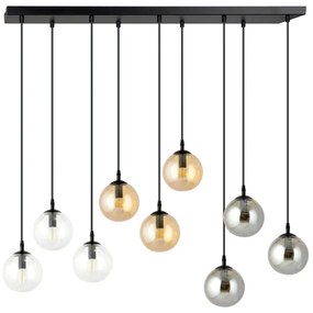 Luster na lanku COSMO 9xE14/10W/230V čierna/šedá/béžová/číra