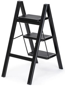 4Home Skladacie oceľové schodíky Steel, 3 stupne, čierna