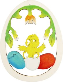 AMADEA Drevená dekorácia vajíčko kura, veľkosť 18 cm, český výrobok
