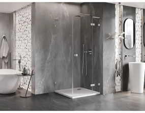 Mexen Lunar, L výklopný sprchový kút pravý 100 x 100 cm, 8mm číre sklo, oceľový profil, 834L-100-100-97-00-P