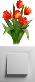 PIPPER. Červené tulipány - nálepka nad vypínač