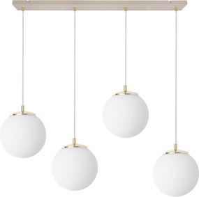 Závesné svietidlo Florence, 4x biele sklenené tienidlo, g/be