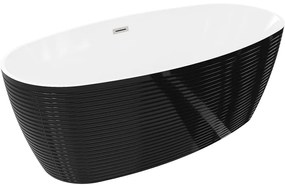 Mexen Lira, voľne stojaca vaňa, vzor, 170 x 80 cm, biela-čierna, oceľový prepad, 52831708075-97