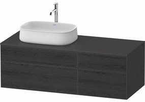 DURAVIT Zencha závesná skrinka pod umývadlo na dosku (umývadlo vľavo), 4 zásuvky, 1300 x 550 x 442 mm, dub čierny/grafit super matná, ZE4826016800000