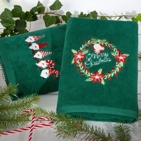 VIANOČNÝ BAVLNENÝ UTERÁK KARMEN SADA 3KS 70X140 CM ZELENÁ