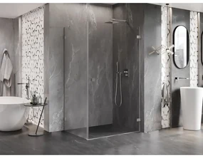 Mexen Lunar-B pravostranný výklopný sprchový kút 85 x 70 cm, číre sklo, brúsená oceľ, 832-085-070-97-00-P