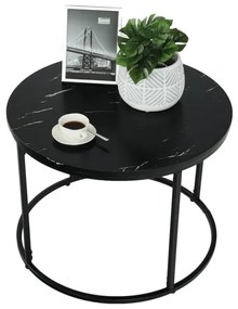 Konferenčný stolík, čierny mramor/čierny kov, GAGIN