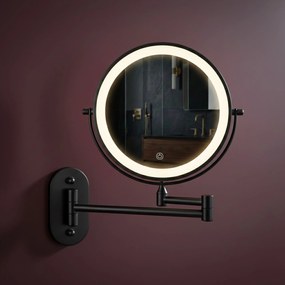 Rea Glow, kozmetické LED zrkadlo nástenné 20 cm, čierna matná, HOM-70000