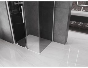 Mexen Velar, sprchový kút s posuvnými dverami 90 x 85 cm, 8mm šedé sklo, biela matná, 871-090-085-41-20
