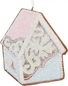 Závesná dekorácia modrá perníková chalúpka Frosted Ginger - 9*1*10 cm