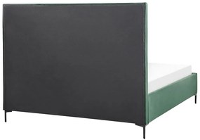Zamatová posteľ s úložným priestorom 180 x 200 cm tmavozelená SEZANNE Beliani