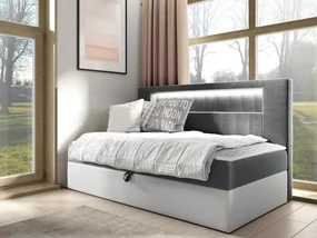 Kontinentálna jednolôžková posteľ Junior Ribezo 2, Rozmer postele: 90x200, Dostupné poťahy: ekokoža Soft 017 (biela) + Fresh 14