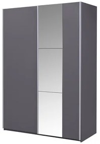 Skriňa s posuvnými dverami grafitová BASTIA 150 so zrkadlom