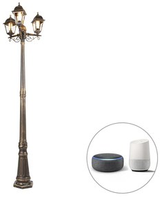 Inteligentná lucerna starožitné zlato 3-svetlo IP44 vrátane Wifi ST64 - Capital