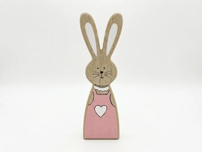 Drevený králik LAPINA XL s farebnými šatami, 18 cm Farba: Ružová