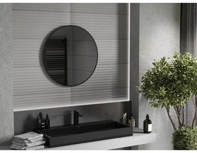 Mexen Loft, okrúhle kúpeľňové zrkadlo 75 cm, farba rámu čierna matná, 9850-075-075-000-70